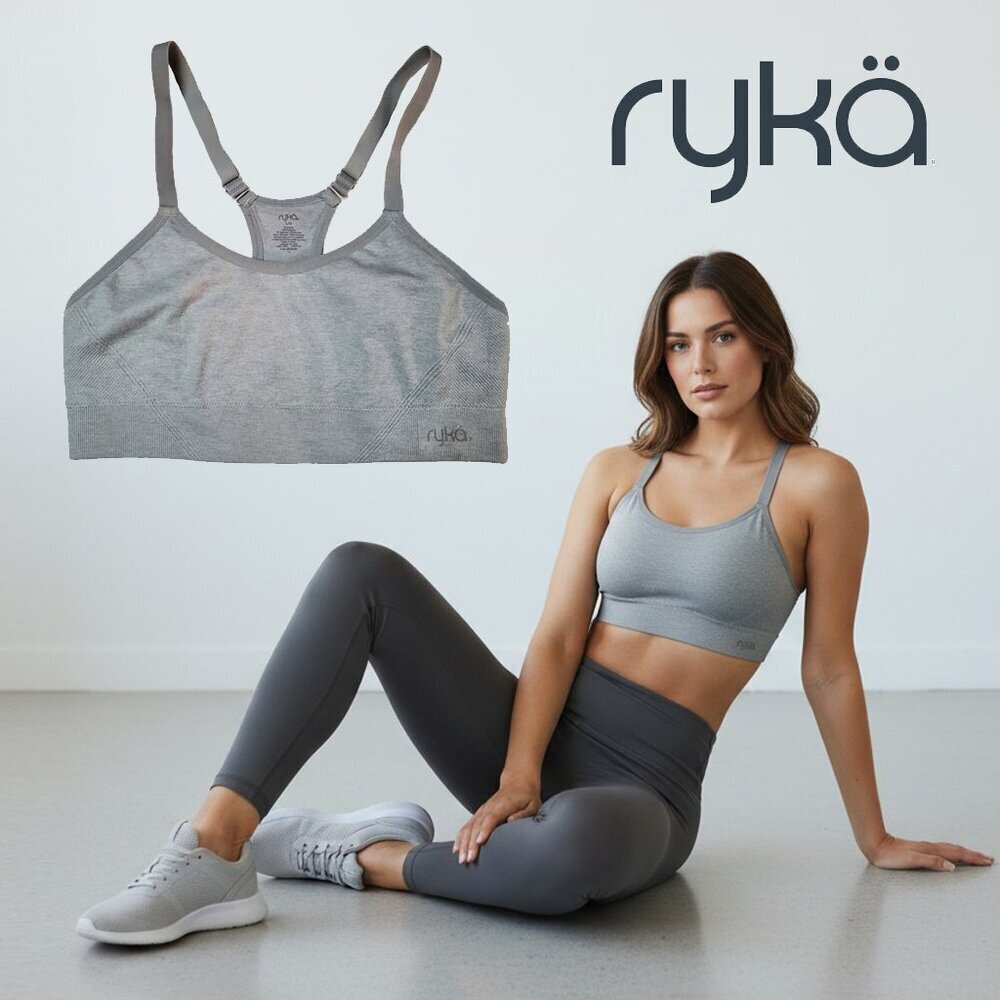Ryka Seamless Compression Sports Bra Heather Grey Size L